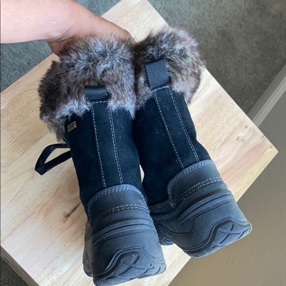 KHOMBU Slope winter boot faux fur black snow school chores size 6 warm commute - Picture 8 of 10
